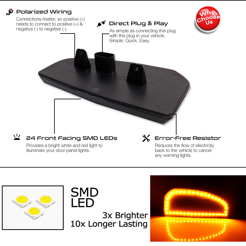 2pcs Switchback LED Side Mirro - Signal Panel Orange review and price